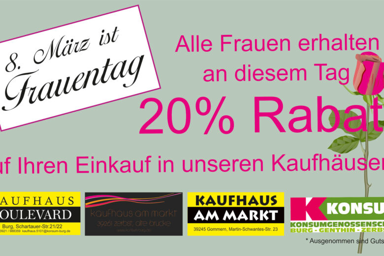 Am 8. März ist Frauentag 20%